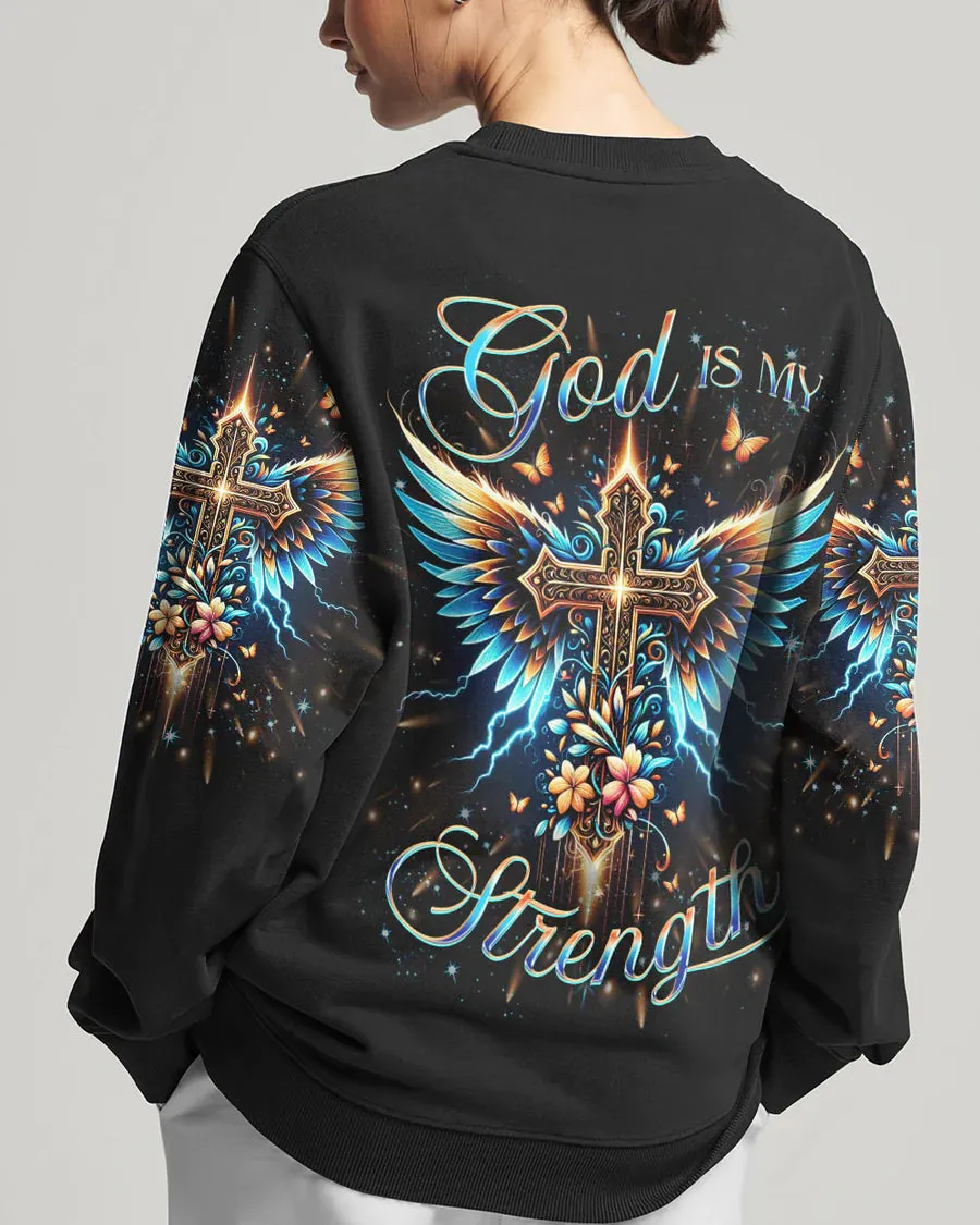Christianartbag 3D T-Shirt For Women, God Is My Strength Women's All Over Print Shirt, Christian Shirt, Faithful Fashion, 3D Printed Shirts for Christian Women, CABDS03261223