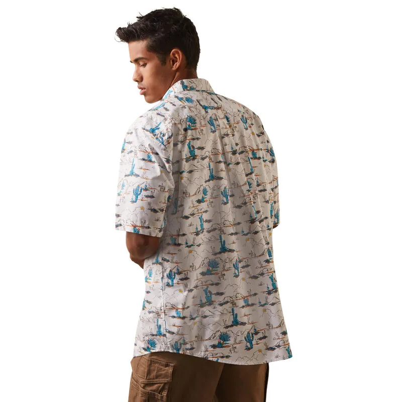 CL10043639 Mens S/S White Cactus/Cowboy