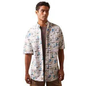 CL10043639 Mens S/S White Cactus/Cowboy