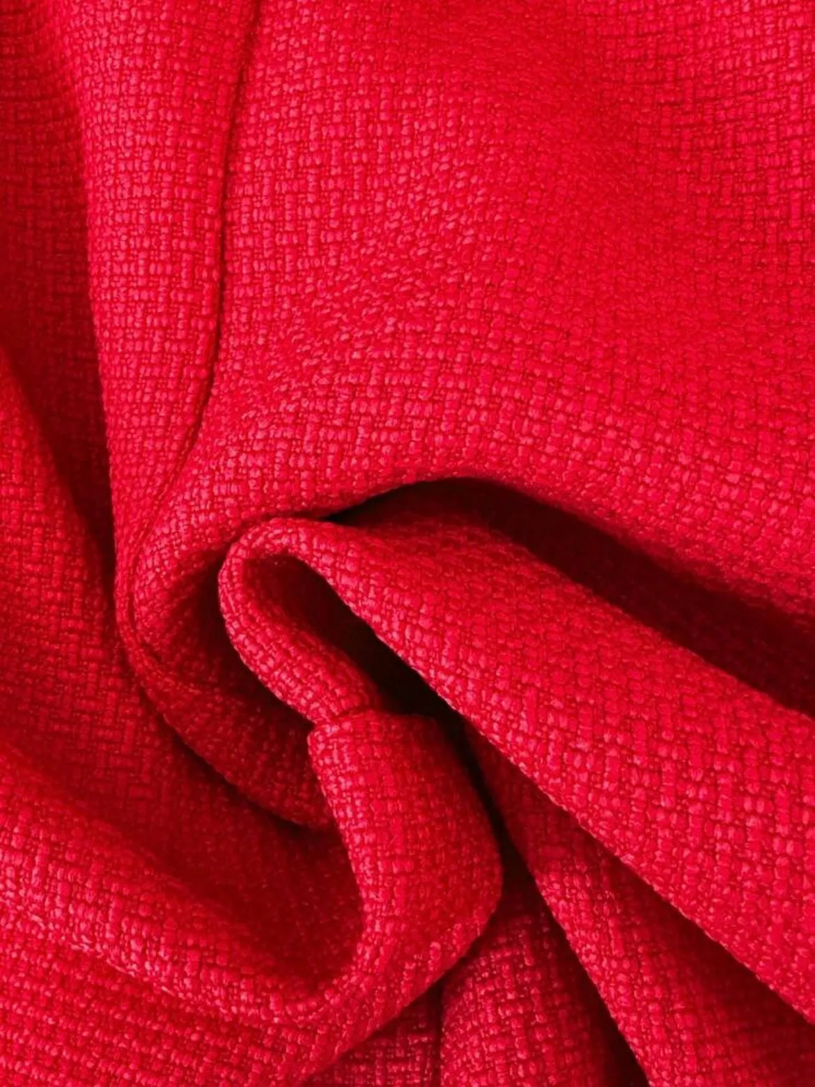 CM-CS061171 Women Casual Seoul Style Long Sleeve Textured Fabric Short Jacket - Red