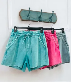 COASTAL CRUSH SHORTS - ZENANA (teal)