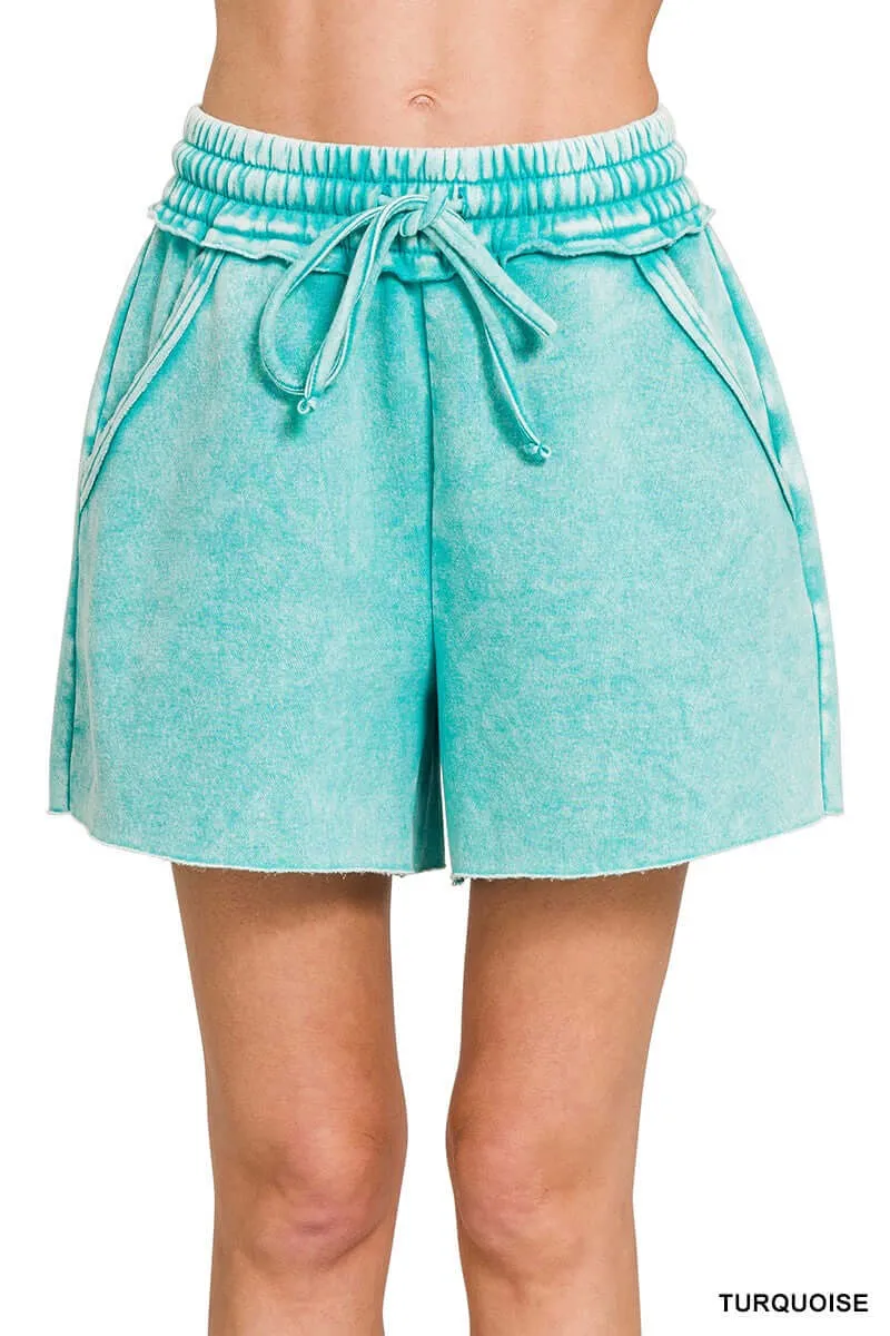 COASTAL CRUSH SHORTS - ZENANA (teal)