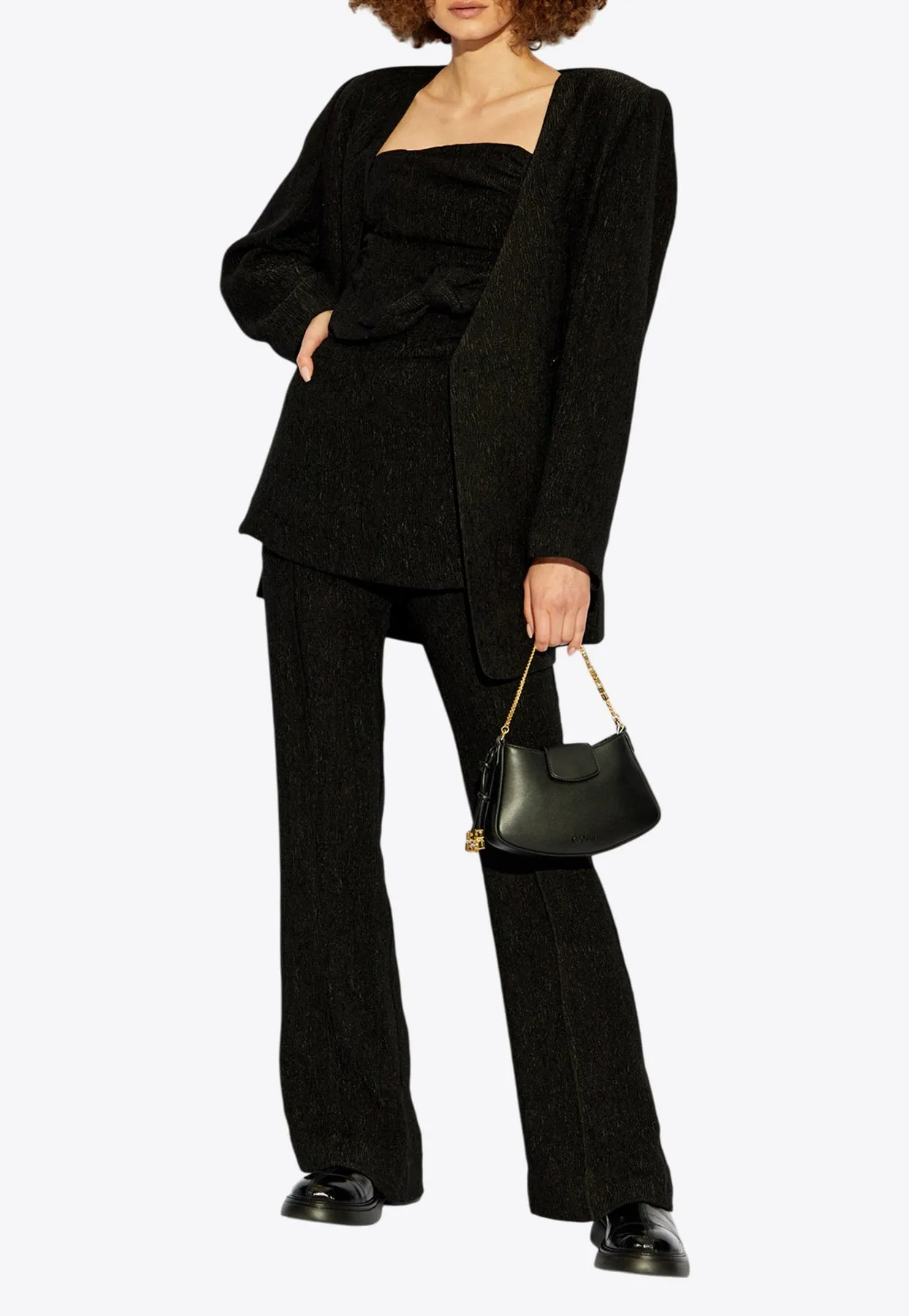Collarless Single-Breasted Blazer
