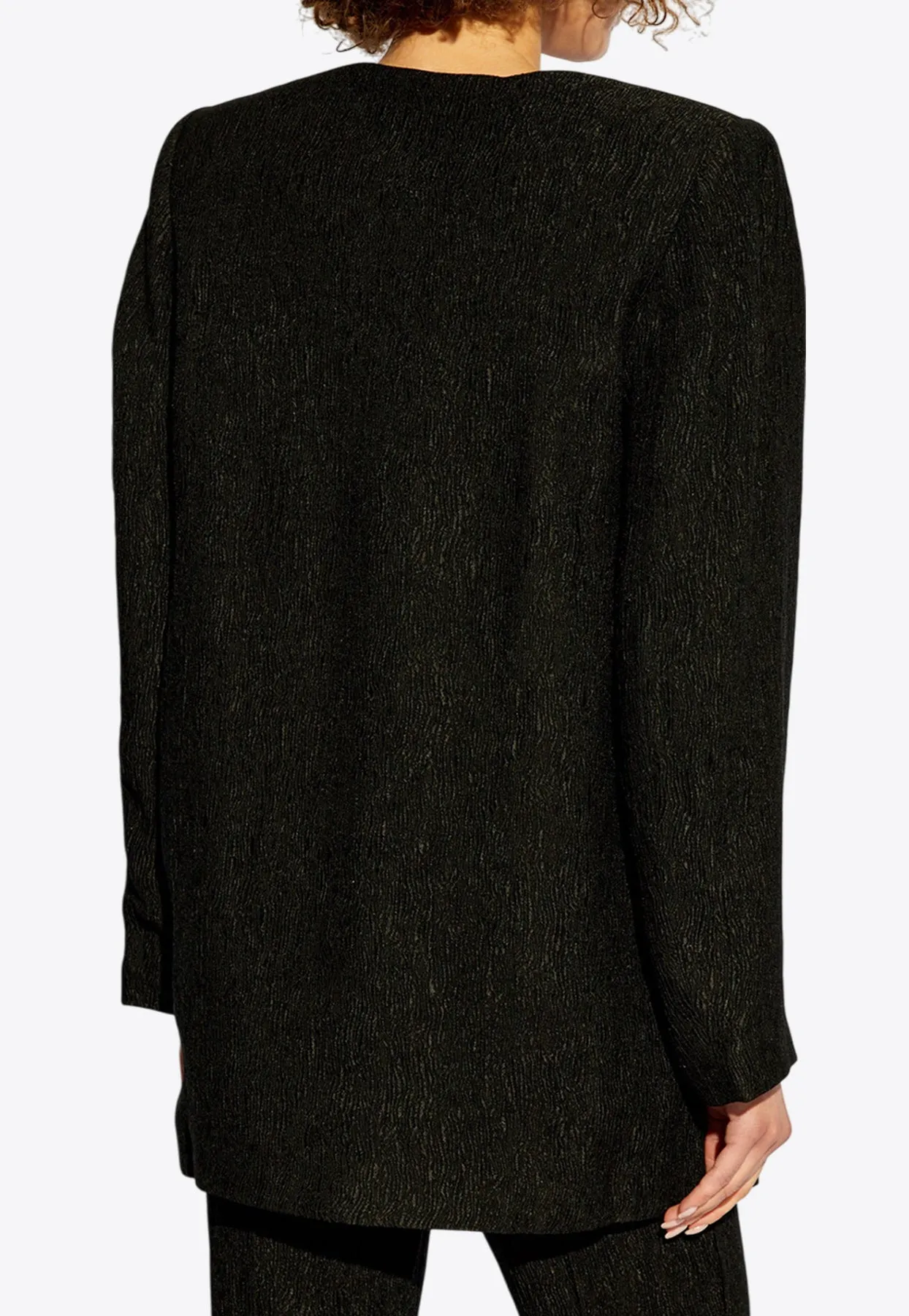 Collarless Single-Breasted Blazer