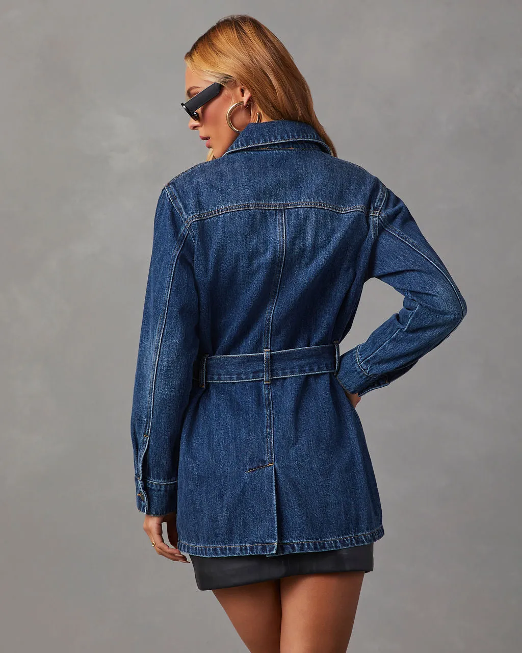Cool Demeanor Tie Waist Faux Leather Jacket