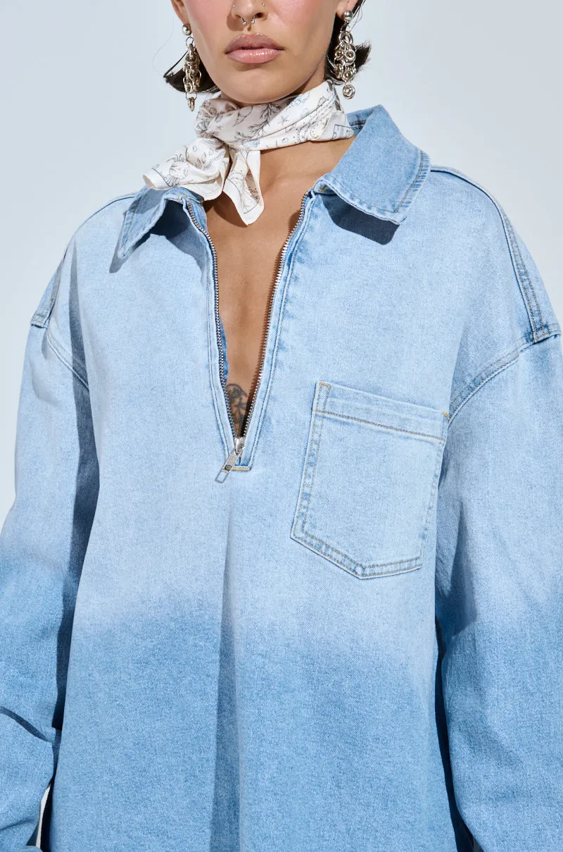 COOL GIRL OVERSIZED OMBRE DENIM SHIRT DRESS