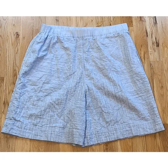 COS Seersucker Cotton Shorts Blue White Stripe Size Medium
