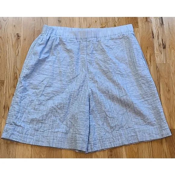 COS Seersucker Cotton Shorts Blue White Stripe Size Medium