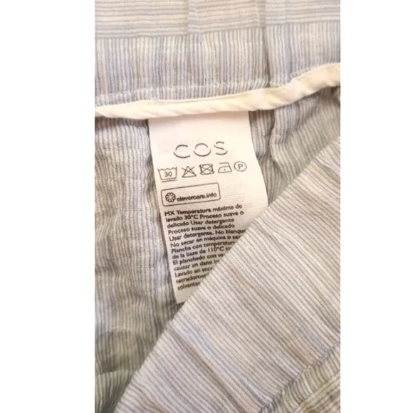 COS Seersucker Cotton Shorts Blue White Stripe Size Medium