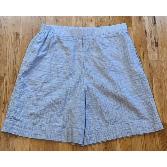 COS Seersucker Cotton Shorts Blue White Stripe Size Medium