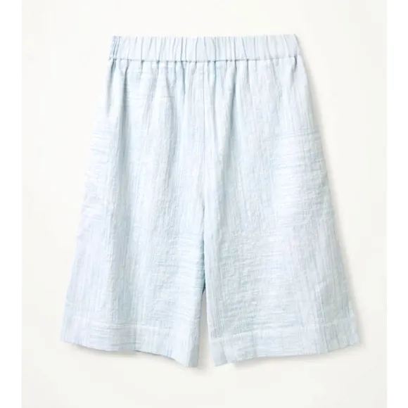 COS Seersucker Cotton Shorts Blue White Stripe Size Medium