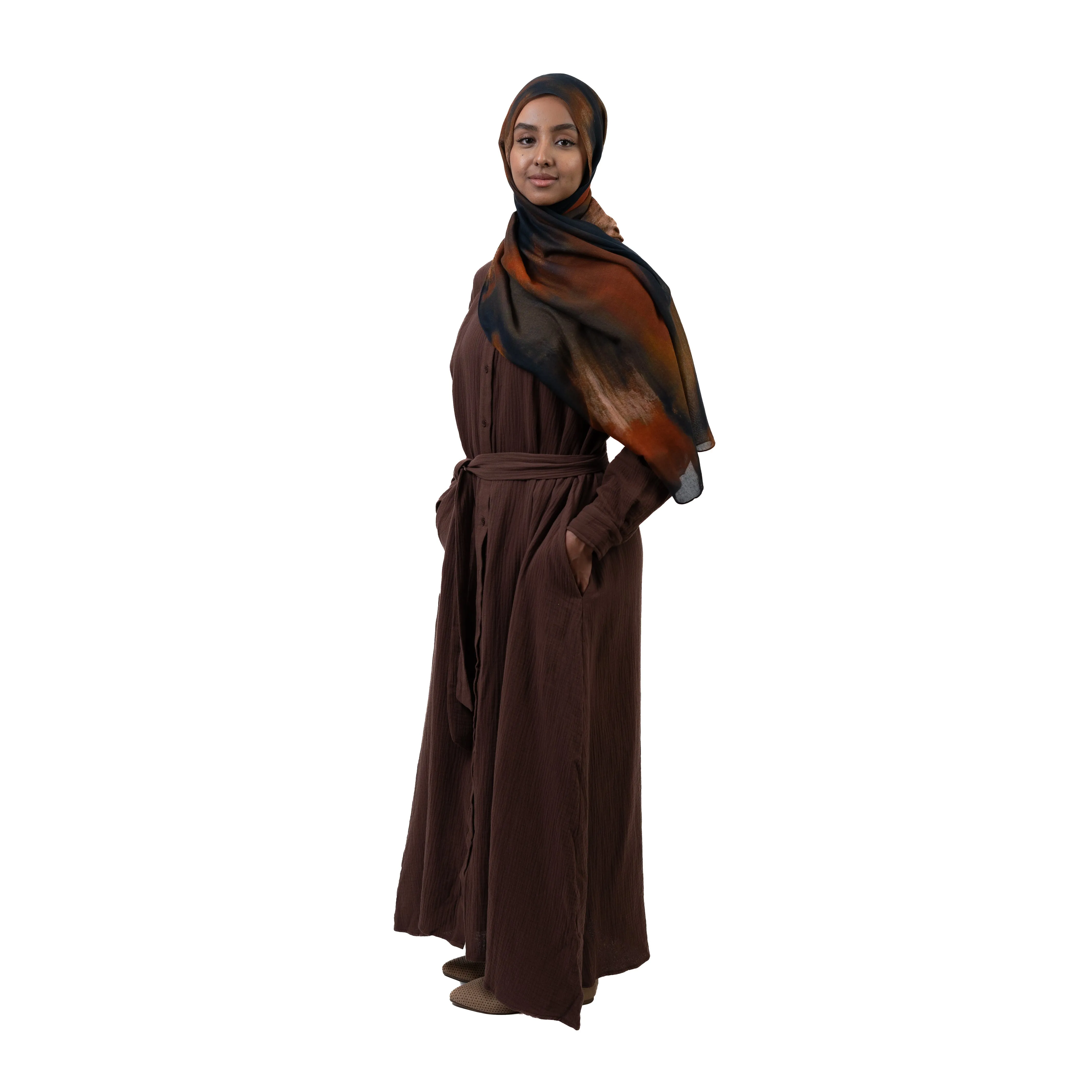 Cotton Maxi Dress - Dark Brown
