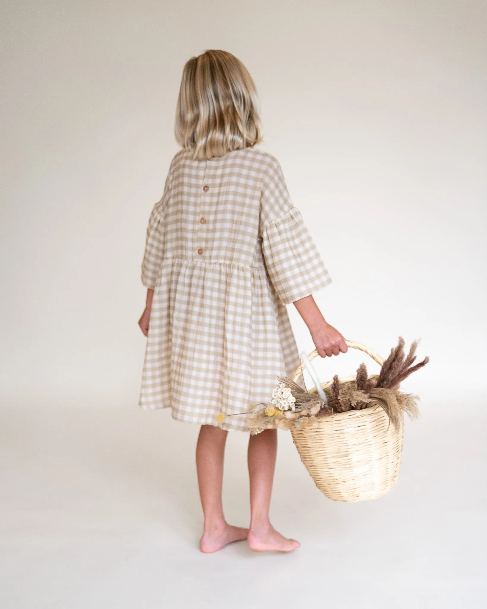 Creamy Gingham Dress