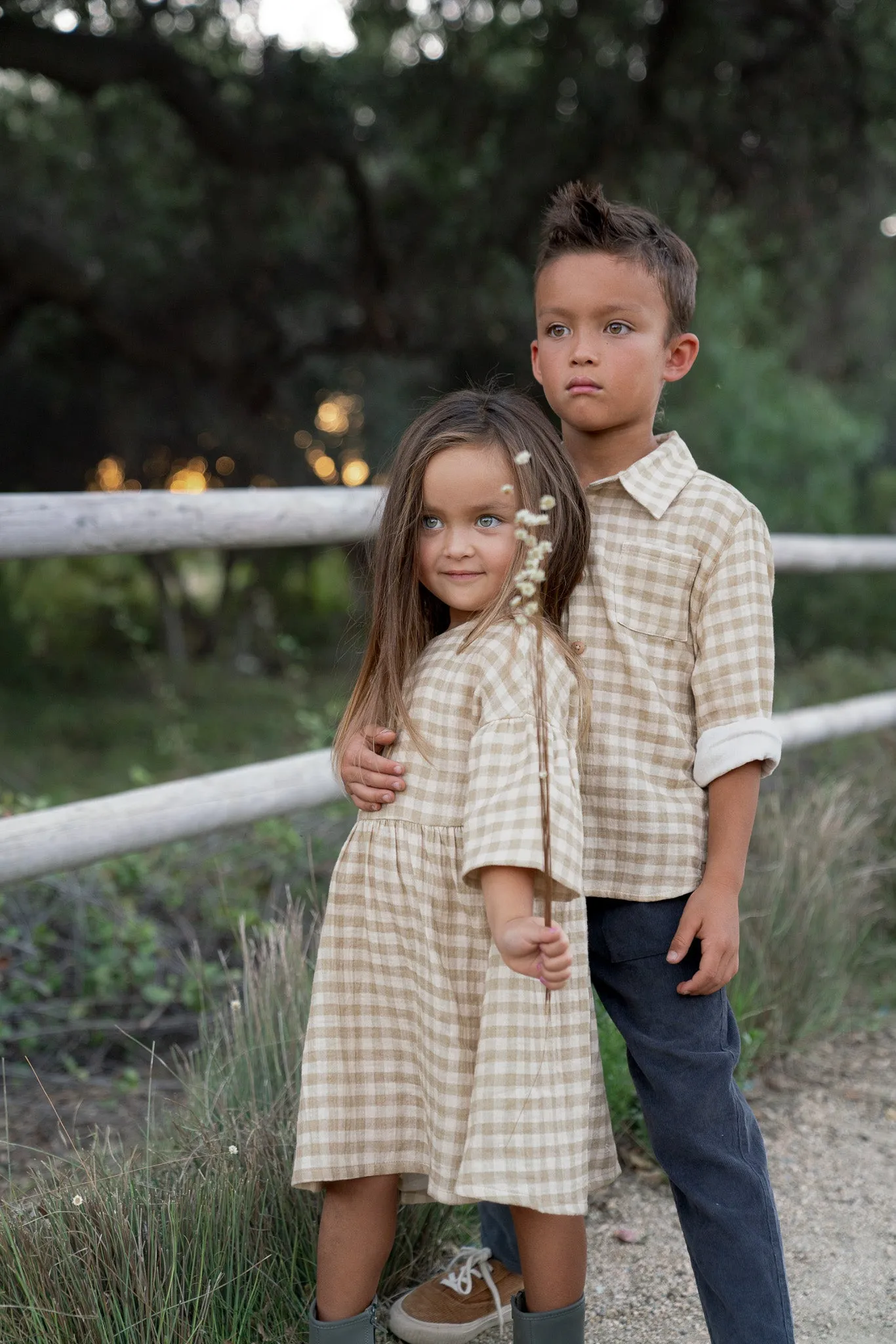 Creamy Gingham Dress