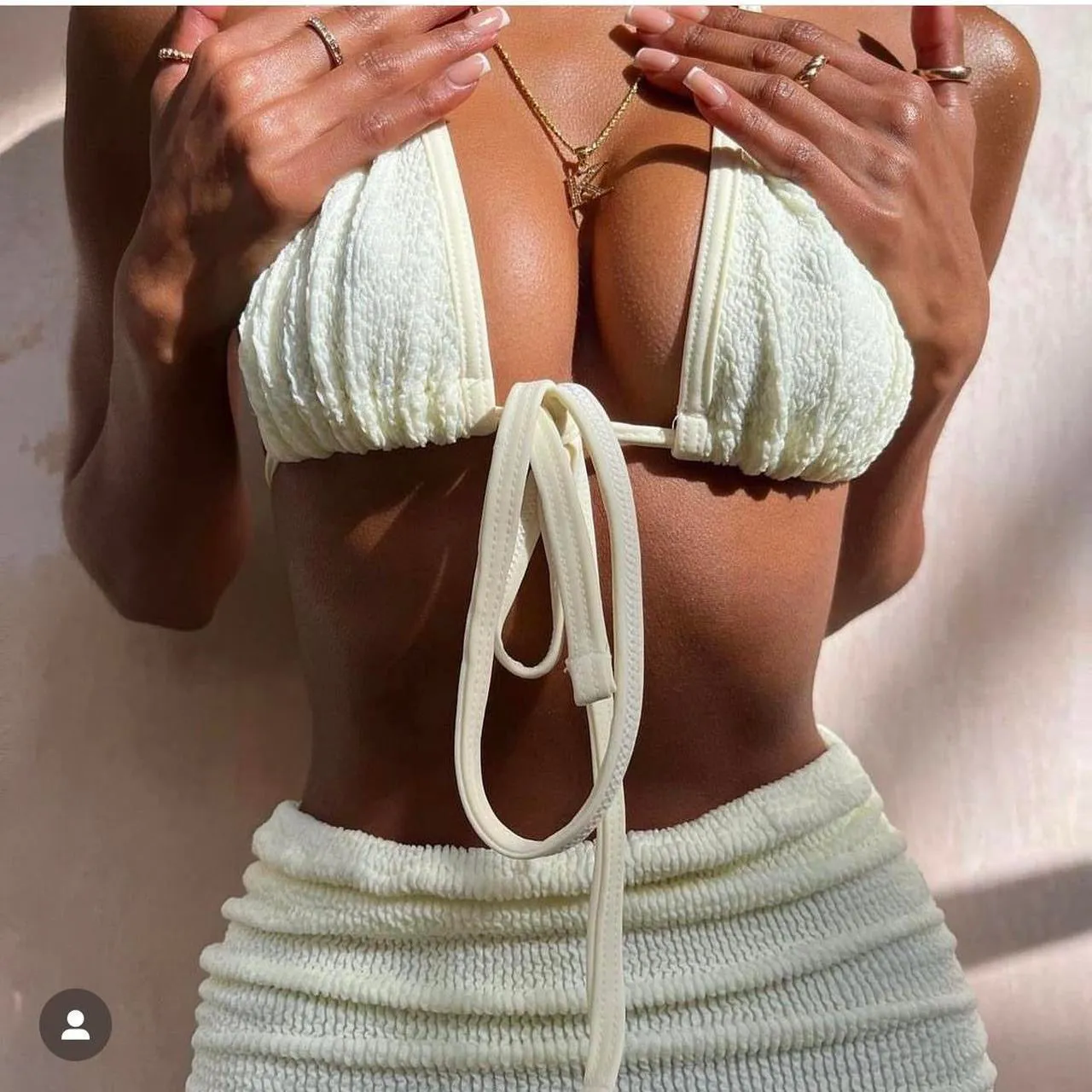 Crinkle Get Ruched Shorts Co-Ord in Cream