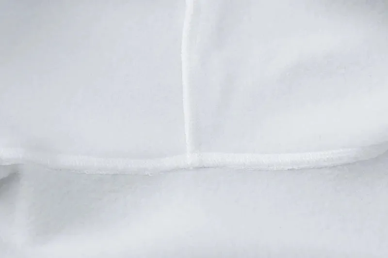 Cropped Zip Up Hoodies for Women - Hooded Zipper Jacket Streetwear Fleece Sweatshirt in White and Black
