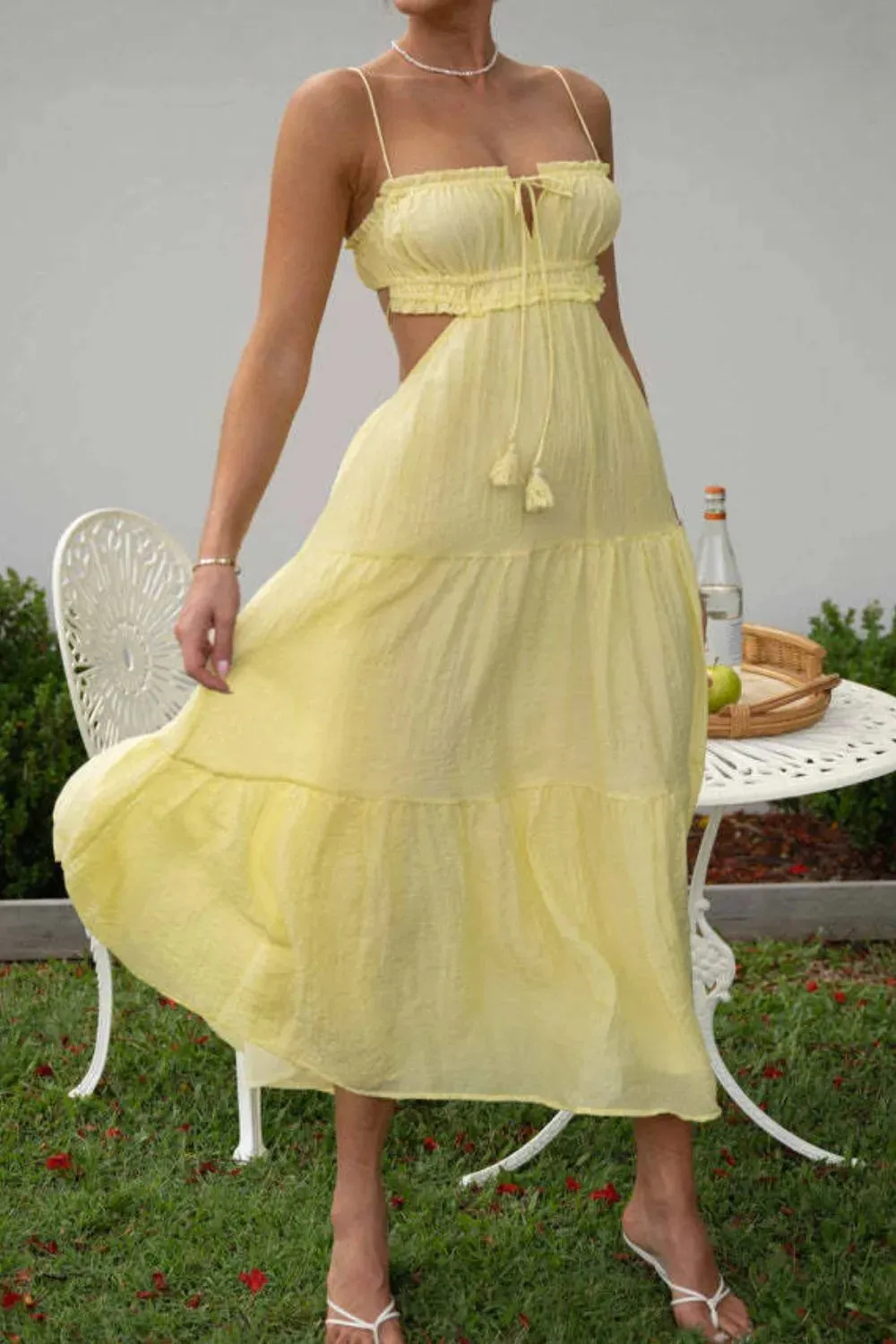 Cutout Square Neck Midi Cami Dress