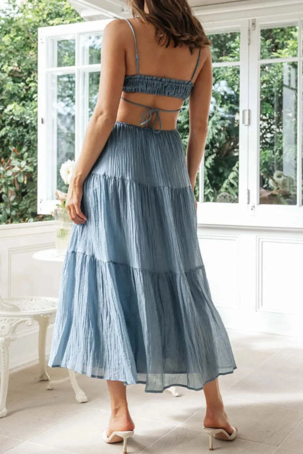 Cutout Square Neck Midi Cami Dress