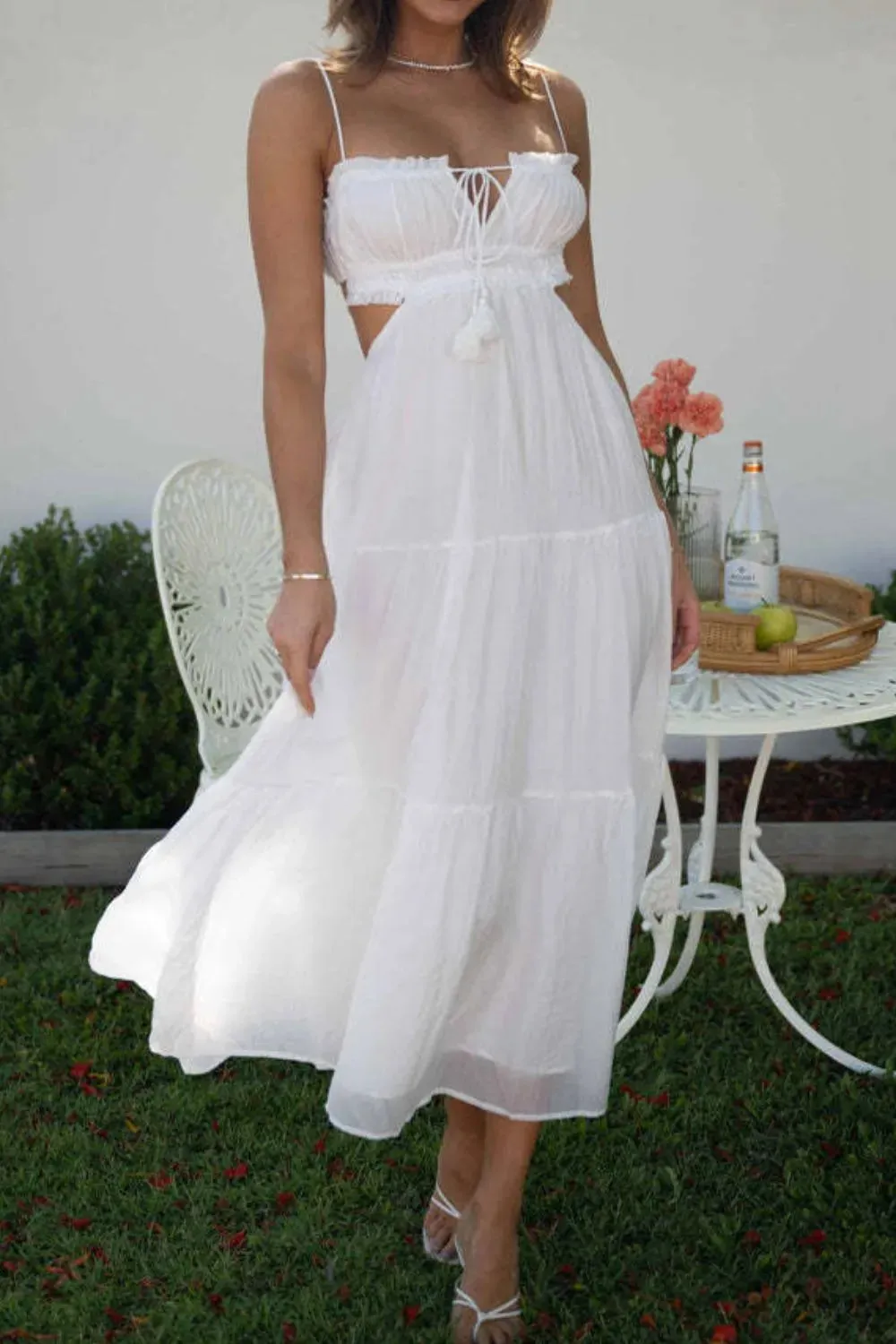Cutout Square Neck Midi Cami Dress