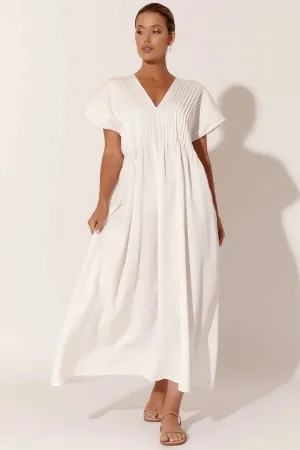 DANI PLEATED MIDI DRESS (WHITE)