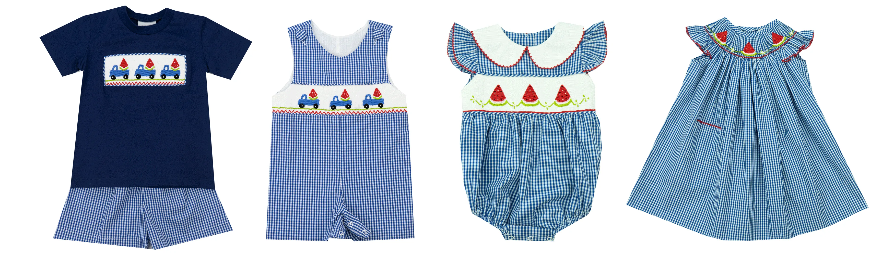 Delaney Blue Smocked Watermelon Short Set