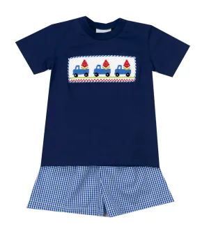 Delaney Blue Smocked Watermelon Short Set
