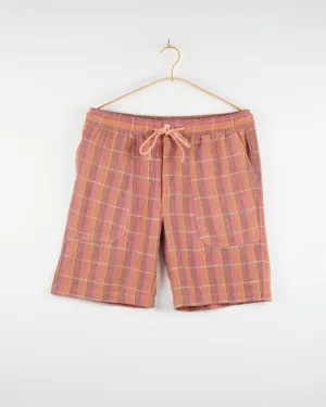 Dipak Utility Short in Nubby Cotton Sunset Plaid