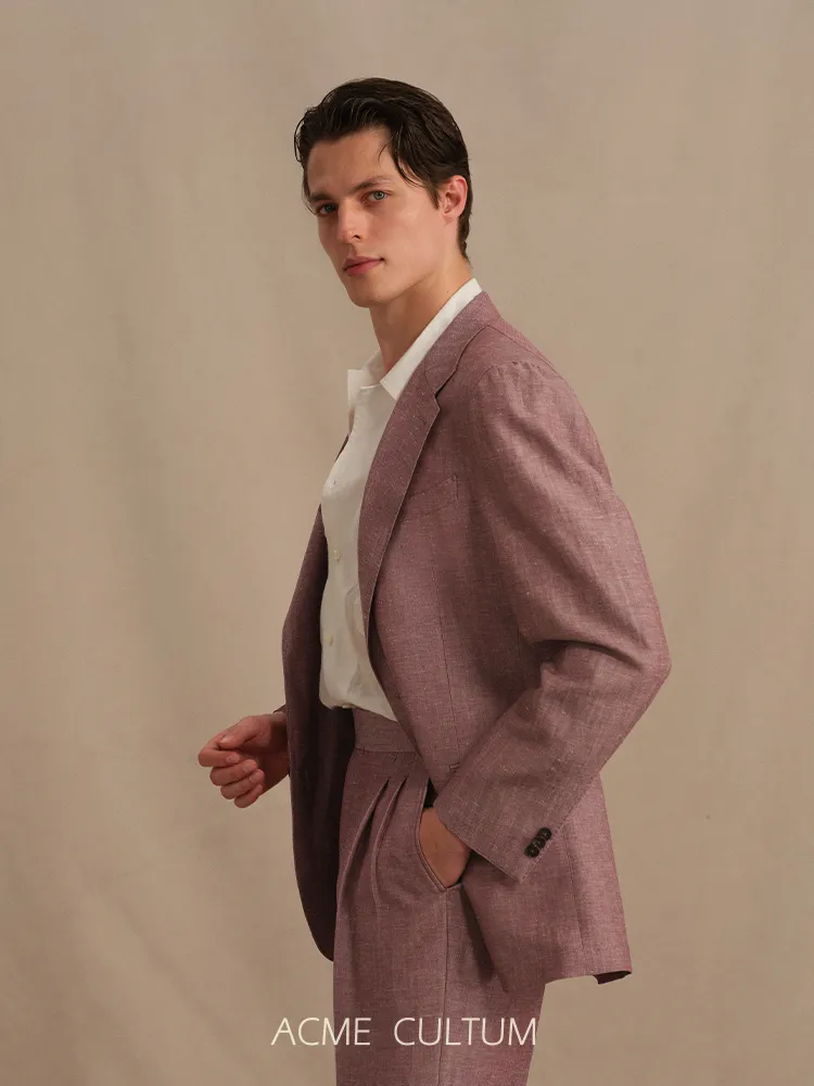 Dusty Rose Wool-Linen Suit