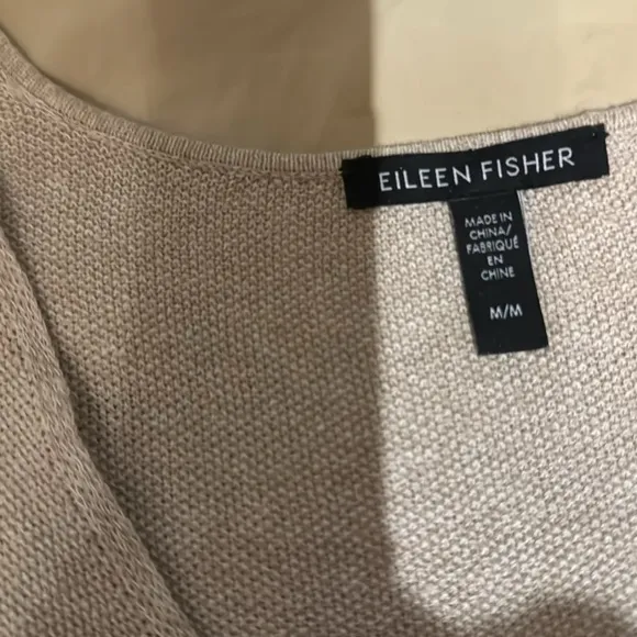 Eileen Fisher short sleeve sweater. 68% organic linen, 38% organic cotton.