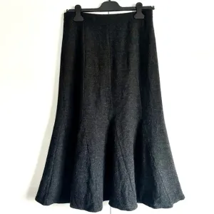 Eileen Fisher Wool Knit Textured Midi Flare Godet Skirt Size S EUC