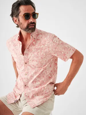 FAHERTY SHORT-SLEEVE PLAYA SHIRT IN CORAL TILE PRINT