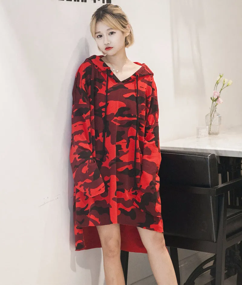 Fashion Killa Hoodie Dress Womens Sweatshirts Hoodies Cotton Women Dress Long Sleeves Hooded Camo Loose Casual Long Dresses
