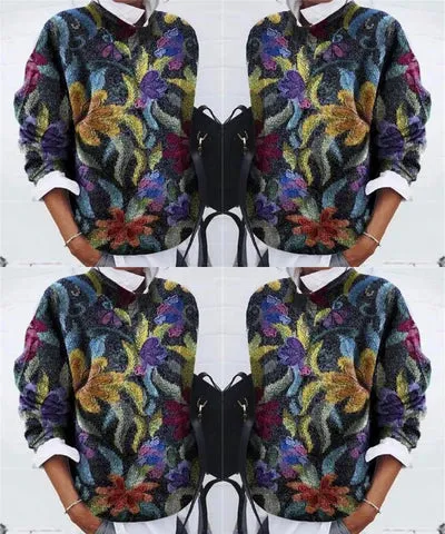 Fashionable floral sweater