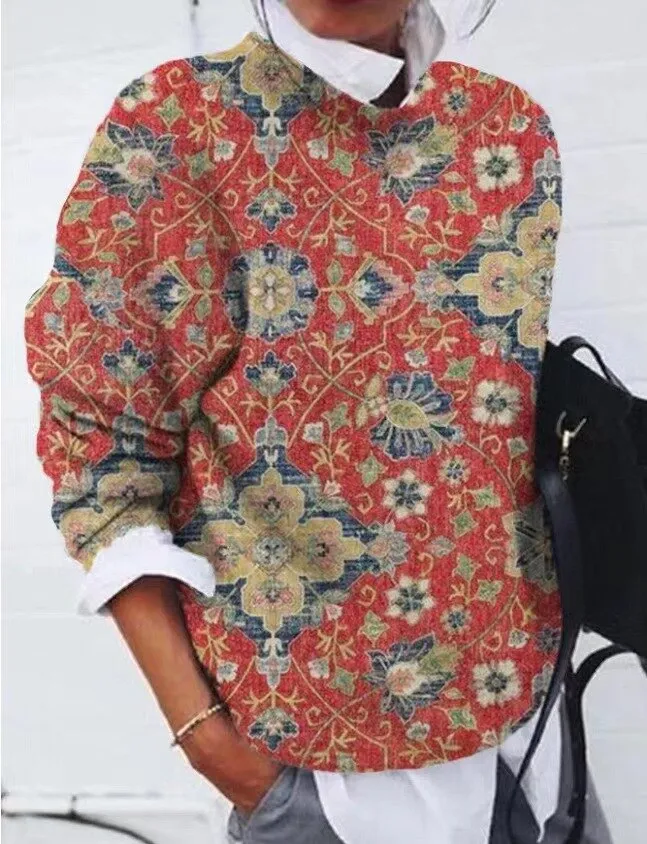 Fashionable floral sweater