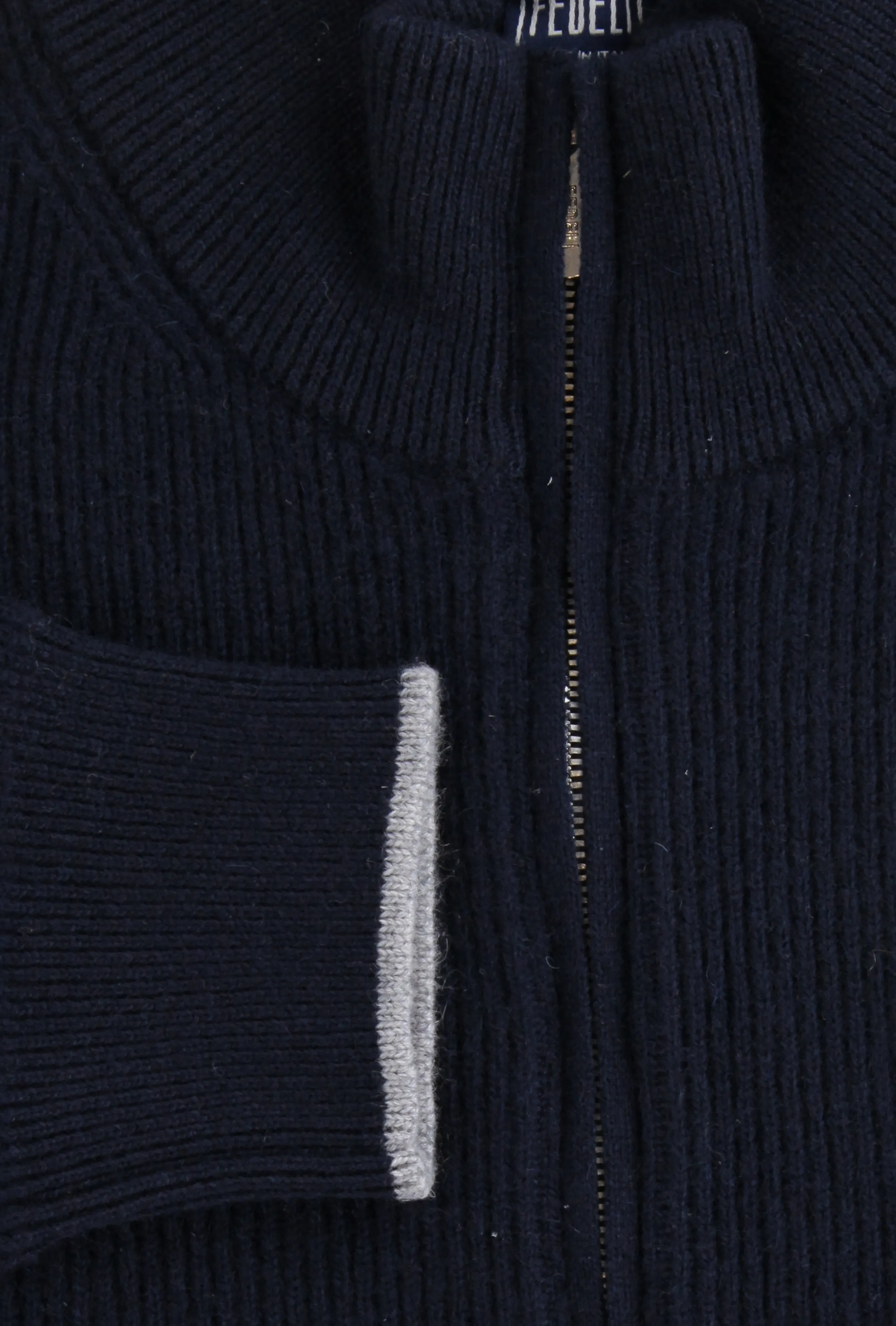 Fedeli Navy Blue Funnel Jacket