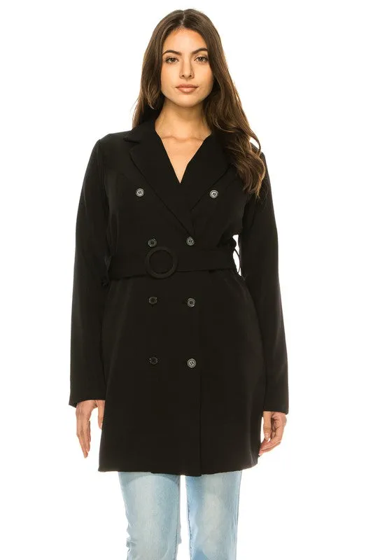 Felista Long Blazer Jacket – Oversized Belted Knee-Length Style