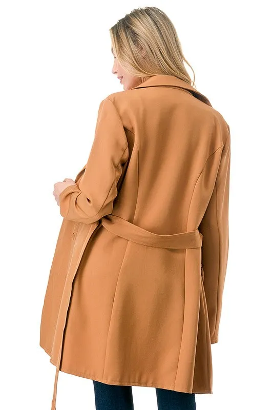 Felista Long Blazer Jacket – Oversized Belted Knee-Length Style