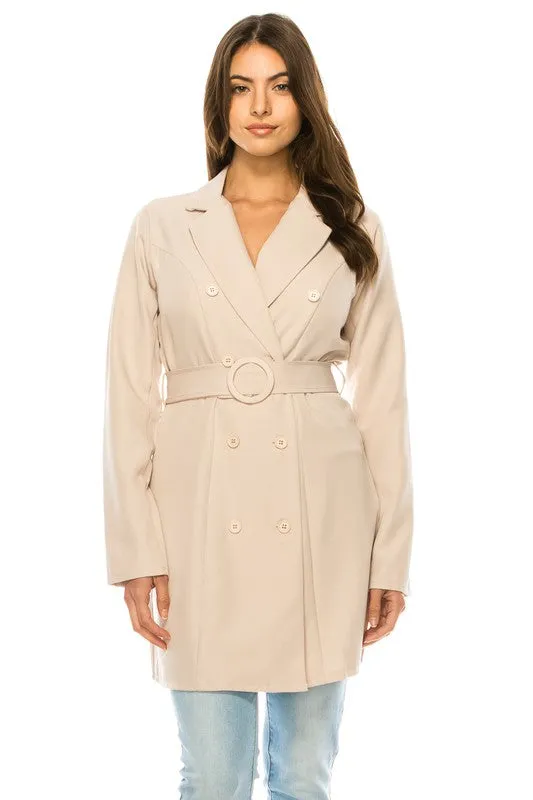 Felista Long Blazer Jacket – Oversized Belted Knee-Length Style