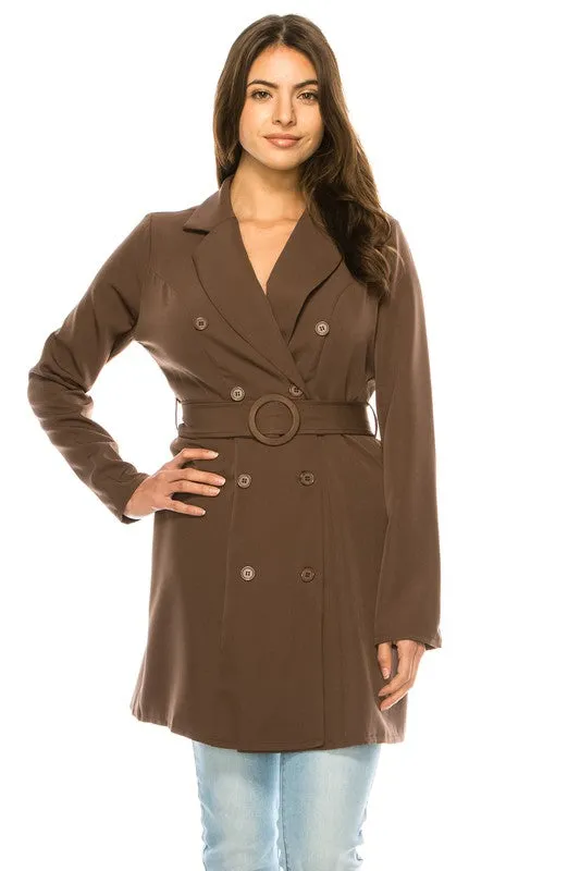 Felista Long Blazer Jacket – Oversized Belted Knee-Length Style