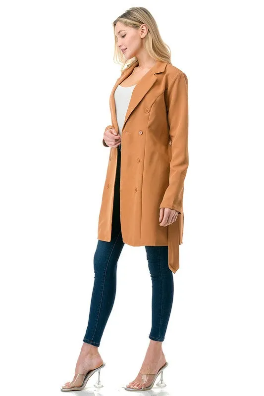 Felista Long Blazer Jacket – Oversized Belted Knee-Length Style
