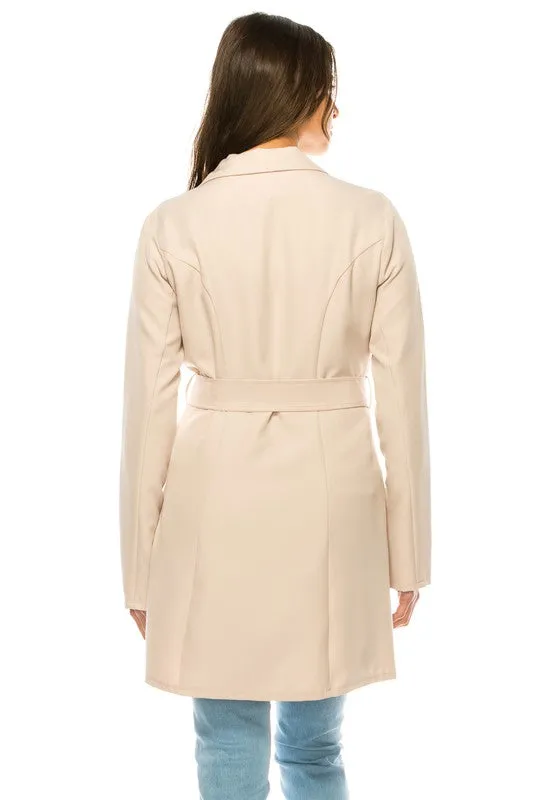 Felista Long Blazer Jacket – Oversized Belted Knee-Length Style