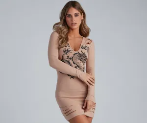 Fiercely Bold Dragon Charming Graphic Mini Dress