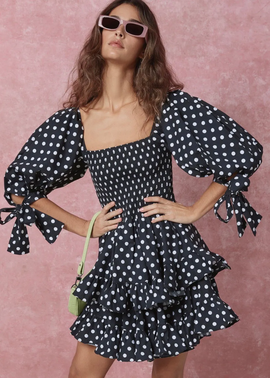 Finley Dress (Black White Polkadot)