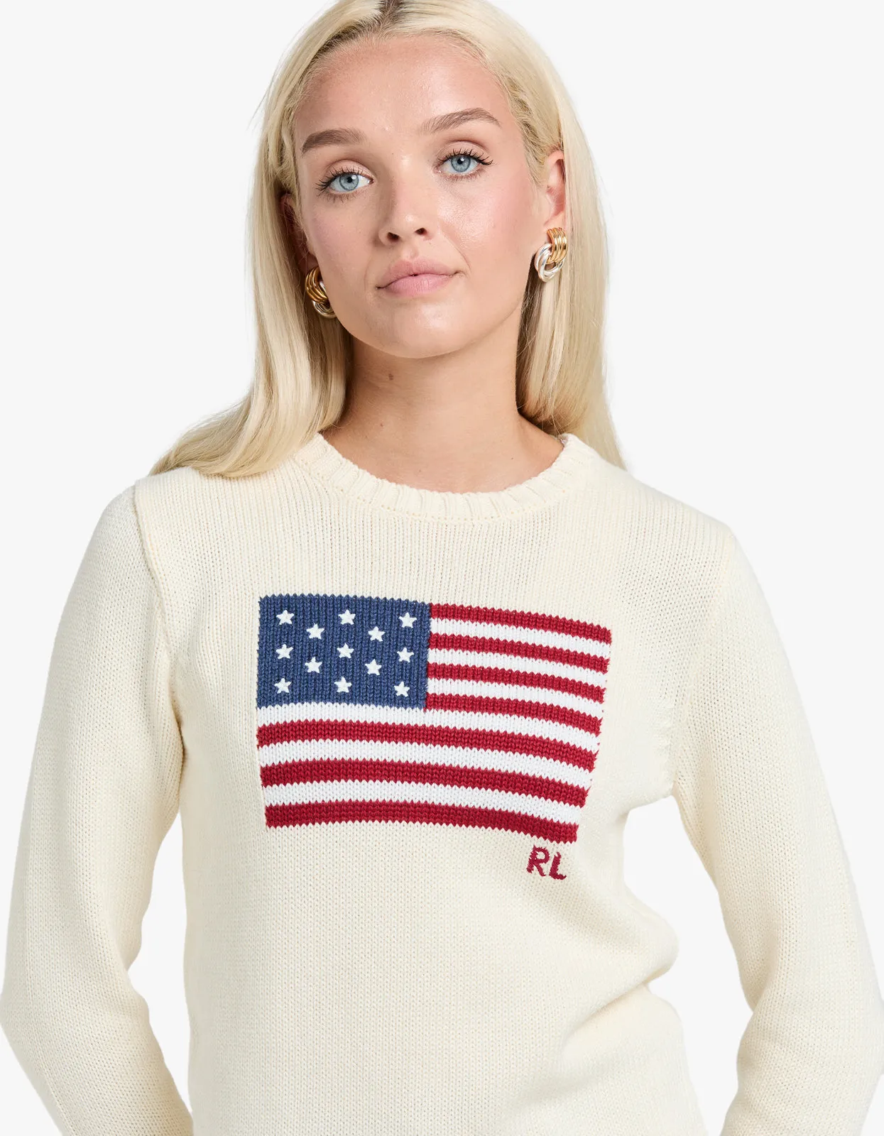 Flag Cn Long Sleeve Pullover - Cream