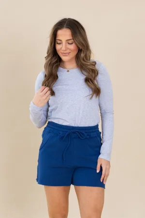 Fleece Raw Hem Drawstring Shorts
