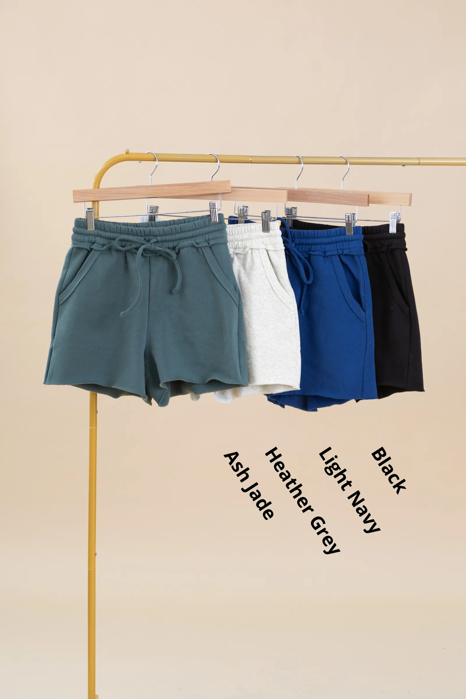 Fleece Raw Hem Drawstring Shorts