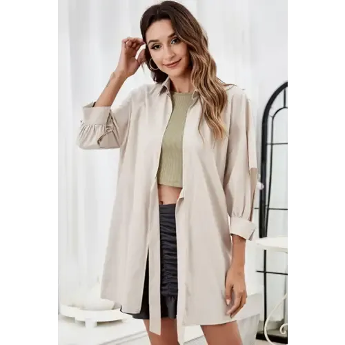 Flirty Collared Neck Cutout Shacket for Effortless Style