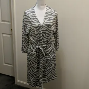Flora By Flora Nikrooz 3 Piece Zebra Pajama Set with Robe and Cami Shorts NWT