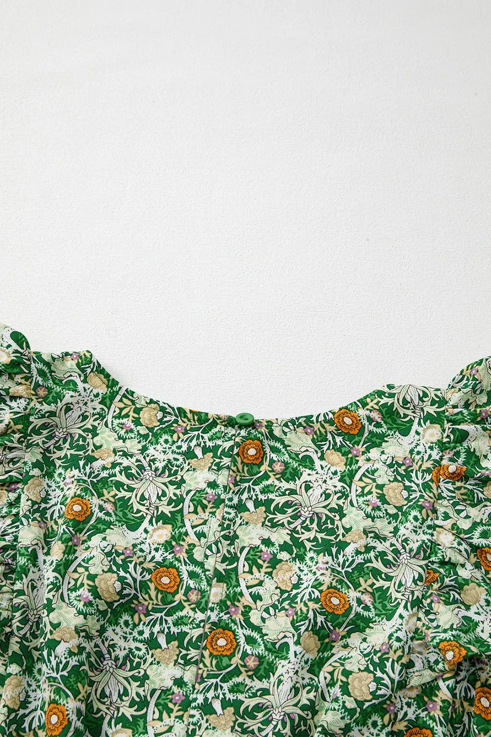 Floral Flutter Sleeve V-Neck Sashed Ruffled Mini Dress