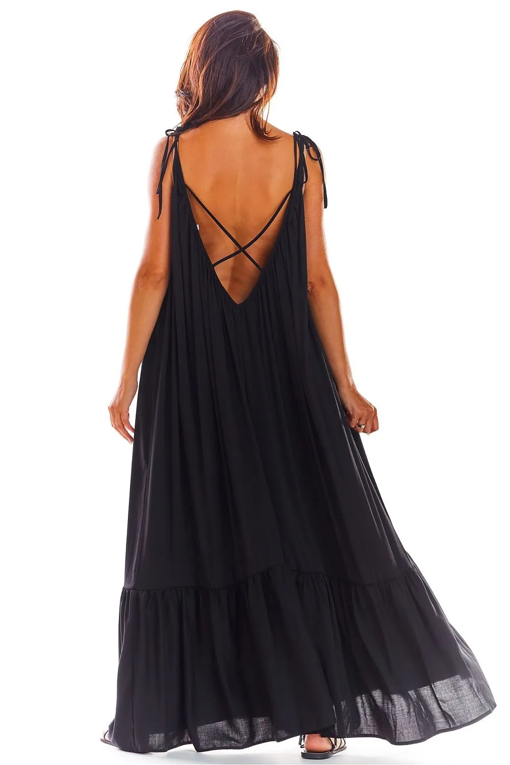 Flouncy Back-Neckline Oversized Dress